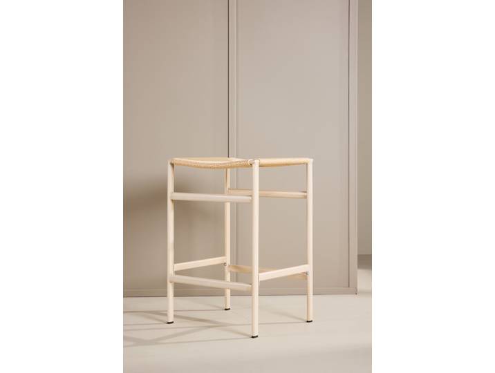 Barhocker VENTURE HOME Polly, 2er-Set Barhocker mit Seil-Sitz, Stahlbeine, 120 kg , beige, B:45cm H:66cm T:40cm, Hocker, Barhocker, Tresenstuhl, Geflecht, Gummibaumholz, Stahlrahmen, Boho