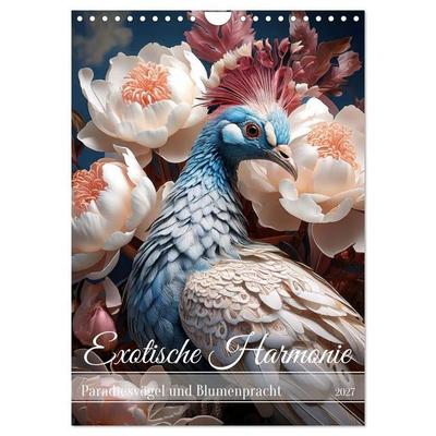 Exotische Harmonie - Paradiesvögel und Blumenpracht (Wandkalender 2027 DIN A4 hoch), CALVENDO Monatskalender