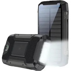 Powerneed S20000Q Ladegerät für Mobilgeräte Universal Lightning Solar USB Kabelloses Aufladen Schn (20000 mAh, 18 W, 74 Wh), Powerbank, Schwarz