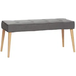 Hübsch moderne Sitzbank mit grauem Polster & Holzbeinen - 100x40x45cm - eiche