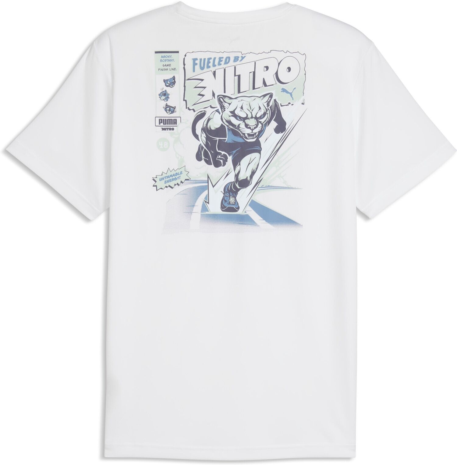 Laufshirt PUMA "M RUN NITRO GRAPHIC TEE", Herren, Gr. M, weiss (puma weiß), Web, Obermaterial: 100% Polyester, unifarben, regular fit normal, Rundhals, Shirts Laufshirt, mit Rundhalsausschnitt, atmungsaktiv, schnelltrocknend puma weiß M