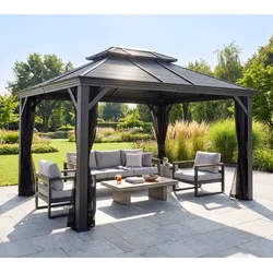 Sojag Mykonos 1014 | Pavillon mit festem Dach | mit Moskitonetz | 3x4 m - Basaltgrau