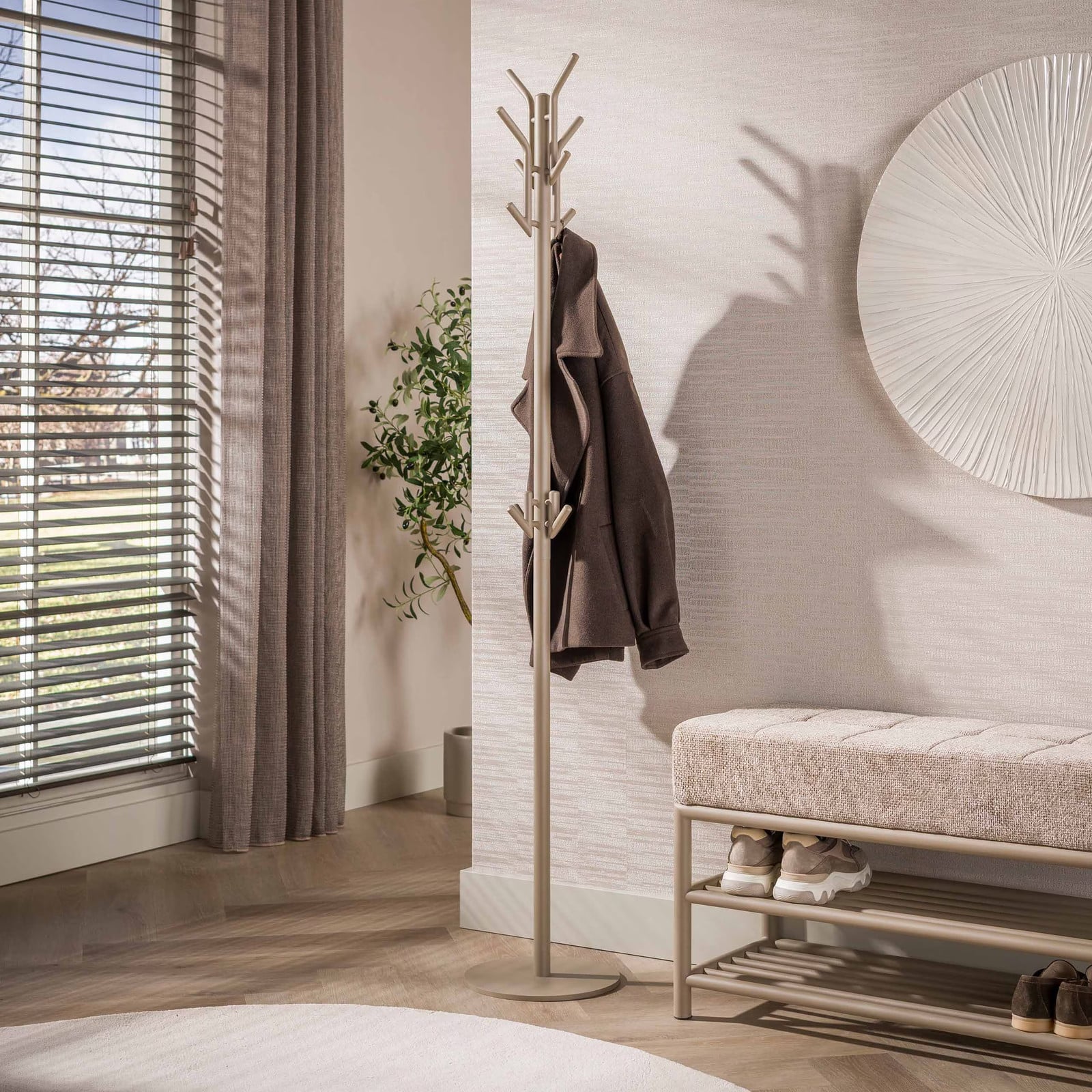 LifestyleFurn Staande Kapstok Charlesetta Metaal - Beige