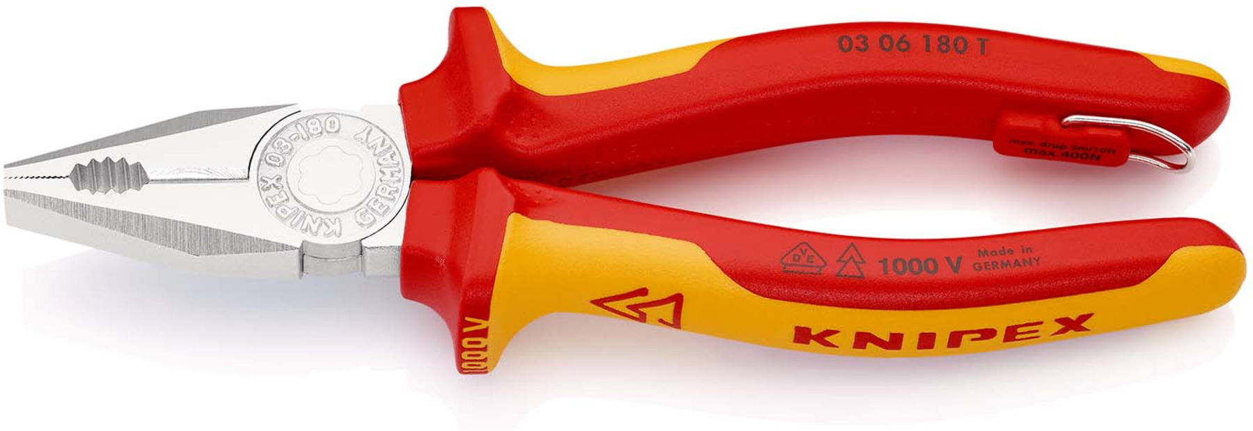 KNIPEX 03 06 180 T BK Kombizange verchromt VDE 180 mm)