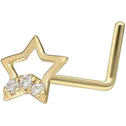 14/18 Karat Gold Nasenstecker L-Form 3 MOISSANITE + STERN