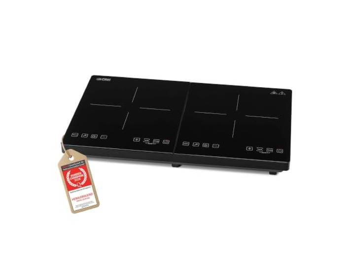 TZS First Austria - Induktionsdoppelkochplatte 3500W - 10 Temperaturstufen - Kristallglas - Digitales Kochfeld mit Touch-Sensor, Timer & Überhitzungsschutz - Ø 260 mm - Schwarz