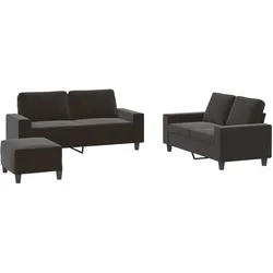 vidaXL 3-tlg. Sofagarnitur Schwarz Stoff