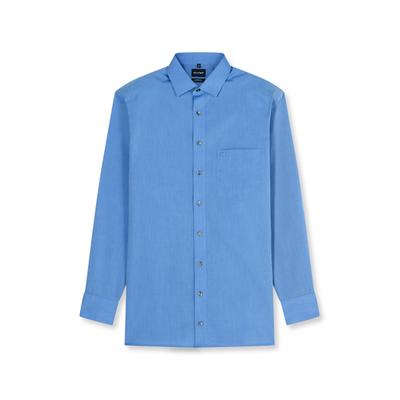 Businesshemd OLYMP "OLYMP Luxor, Comfort Fit, New Kent", Herren, Gr. 47, Normaler Arm, blau, 100% Baumwolle, Hemden