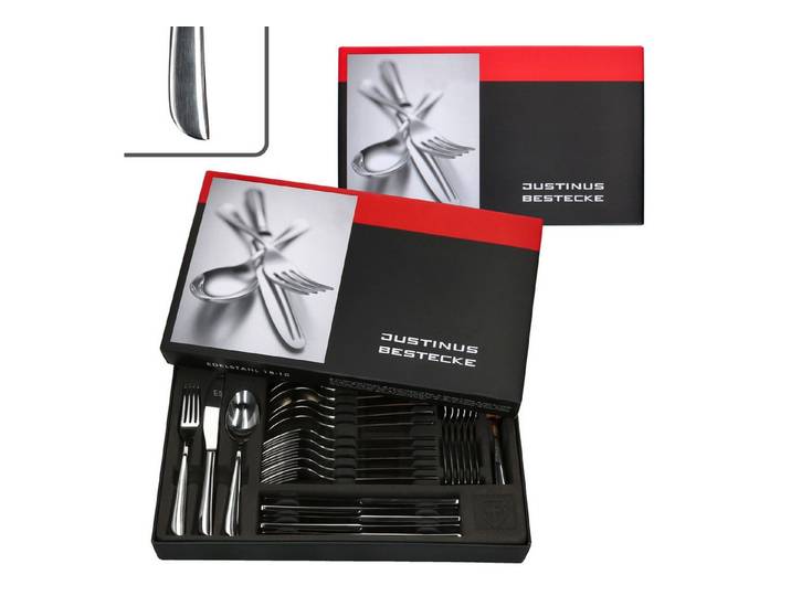 Justinus Besteck-Set 60tlg Twist Komplett-Besteck-Set für 12 Personen, Edelstahl