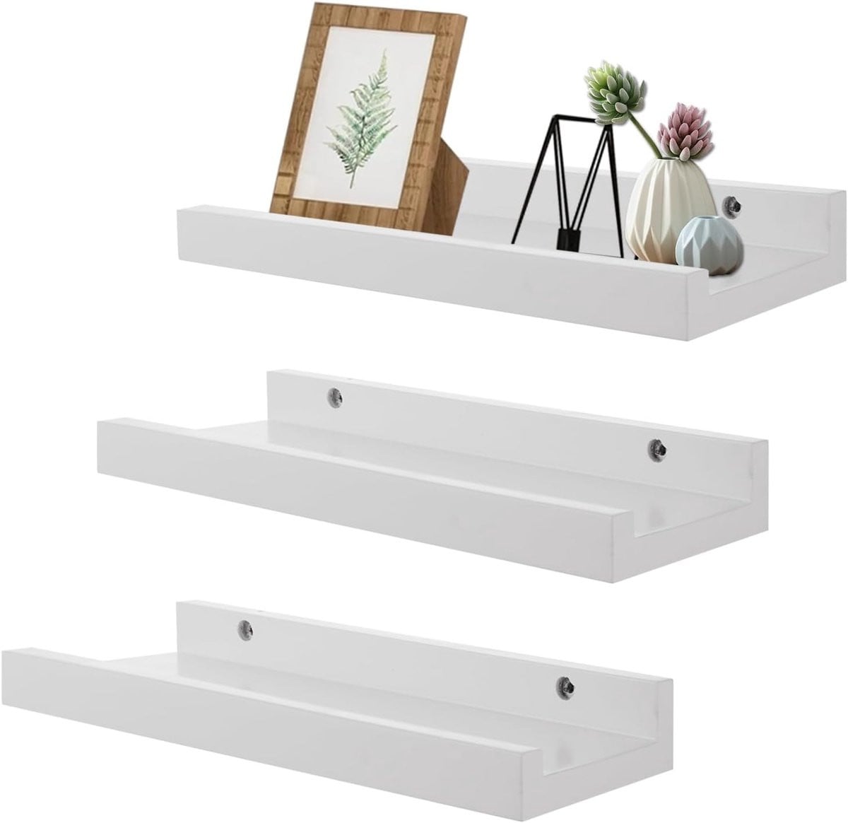 Set van 3 Witte Wandplanken van 30 cm voor Badkamer, Woonkamer en Keuken
