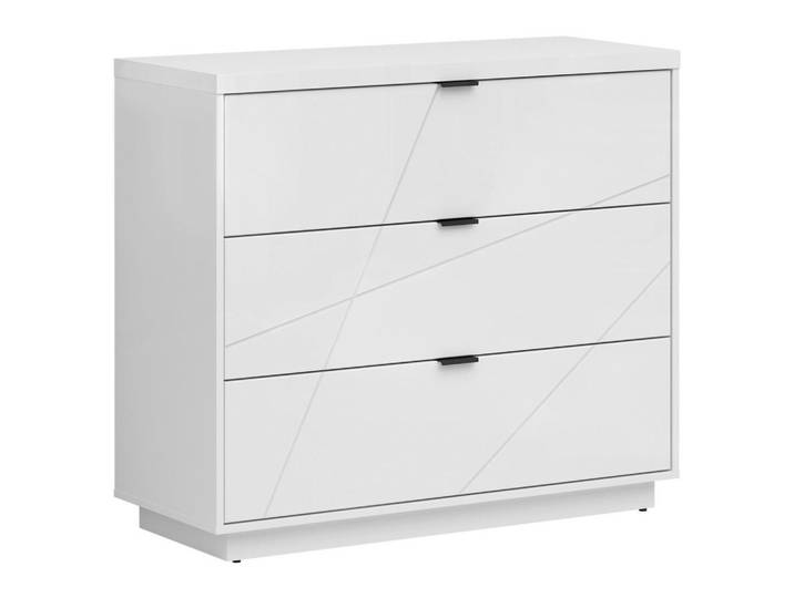 Livetastic Kommode, Weiß, Weiß Hochglanz, Kunststoff, 3 Schublade(n) Schubladen, 106x93x42.5 cm, Wohnzimmer, Kommoden & Sideboards, Kommoden