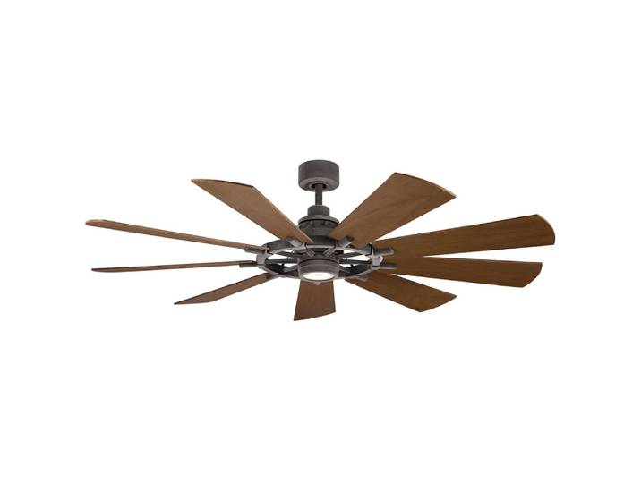 Ventilateur de plafond led 165 cm acier et bois zinc