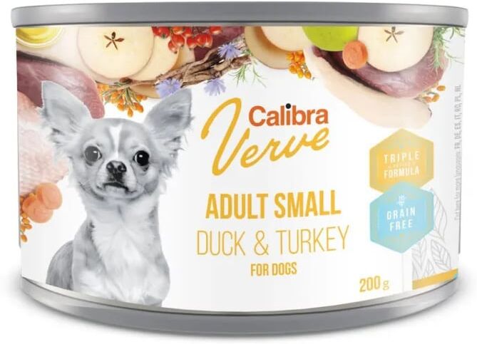 Calibra Dog Gf Verve Adulto Pequeno Pato e Peru 6 Ud 200 g
