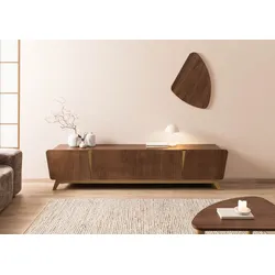 TV-Board Nussbaum-Echtholzfurnier 240x40x55 braun lackiert BUTTERFLY #112