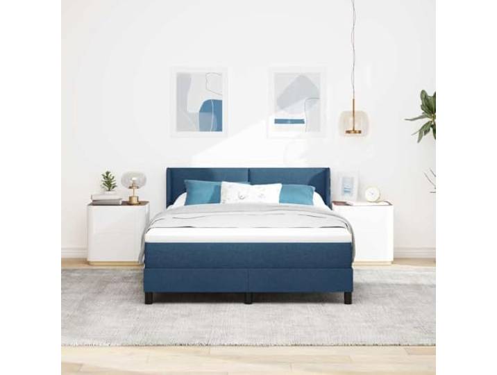 KTHLBRH Boxspringbett mit Kopfteil blau 190 x 140 cm Modernes Design, robuster Stoff, inklusive Matratze, für Schlafzimmer