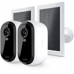 Arlo Essential 3 2K Kamera Weiß 2er Set inkl. Solarpanel 4MP (2560x1440), WLAN, Akku, Indoor/Outdoor, Intelligente Erkennung