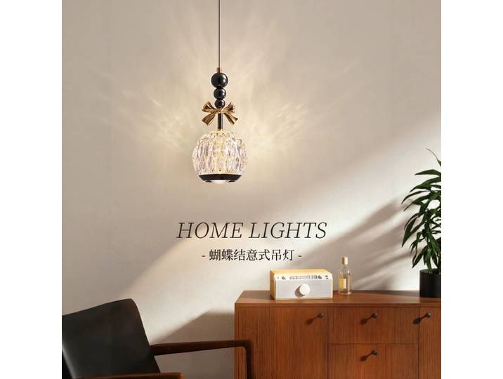 Lampe suspendue LED rétro française avec nœud, design en bois de noyer, pour chambre de princesse, chevet, couloir, hauteur réglable, décoration intérieure