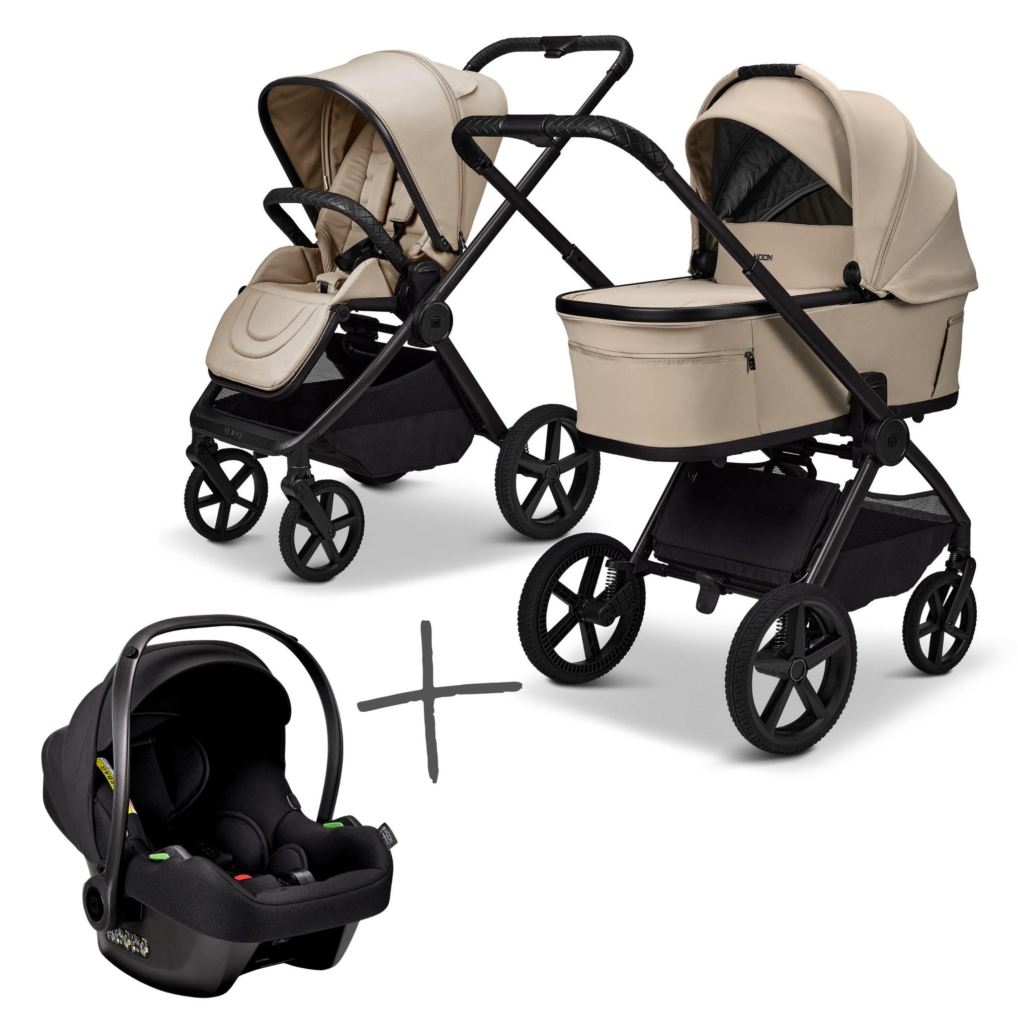 Moon Gio FOLD SET Kombi-Kinderwagen sand inkl. Cosmo Babyschale
