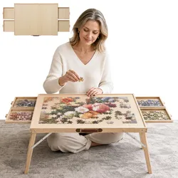 VEVOR Puzzletisch mit 1500 Teilen Klappbaren Beinen 4 Schubladen 868 x 628 mm für Erwachsene beim Puzzeln, mit Passgenauer Abdeckplatte (PVC) gegen Schmutz und Erhöhtem Rand gegen das Verrutschen