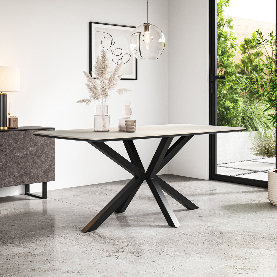 Metro Juno Sintered Stone Ceramic Dining Table 6-8 Seater White Marble