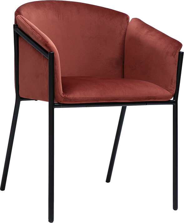 Miliboo Designer-Stuhl aus rotem Samtstoff Terrakotta und schwarzem Metall BRIANE