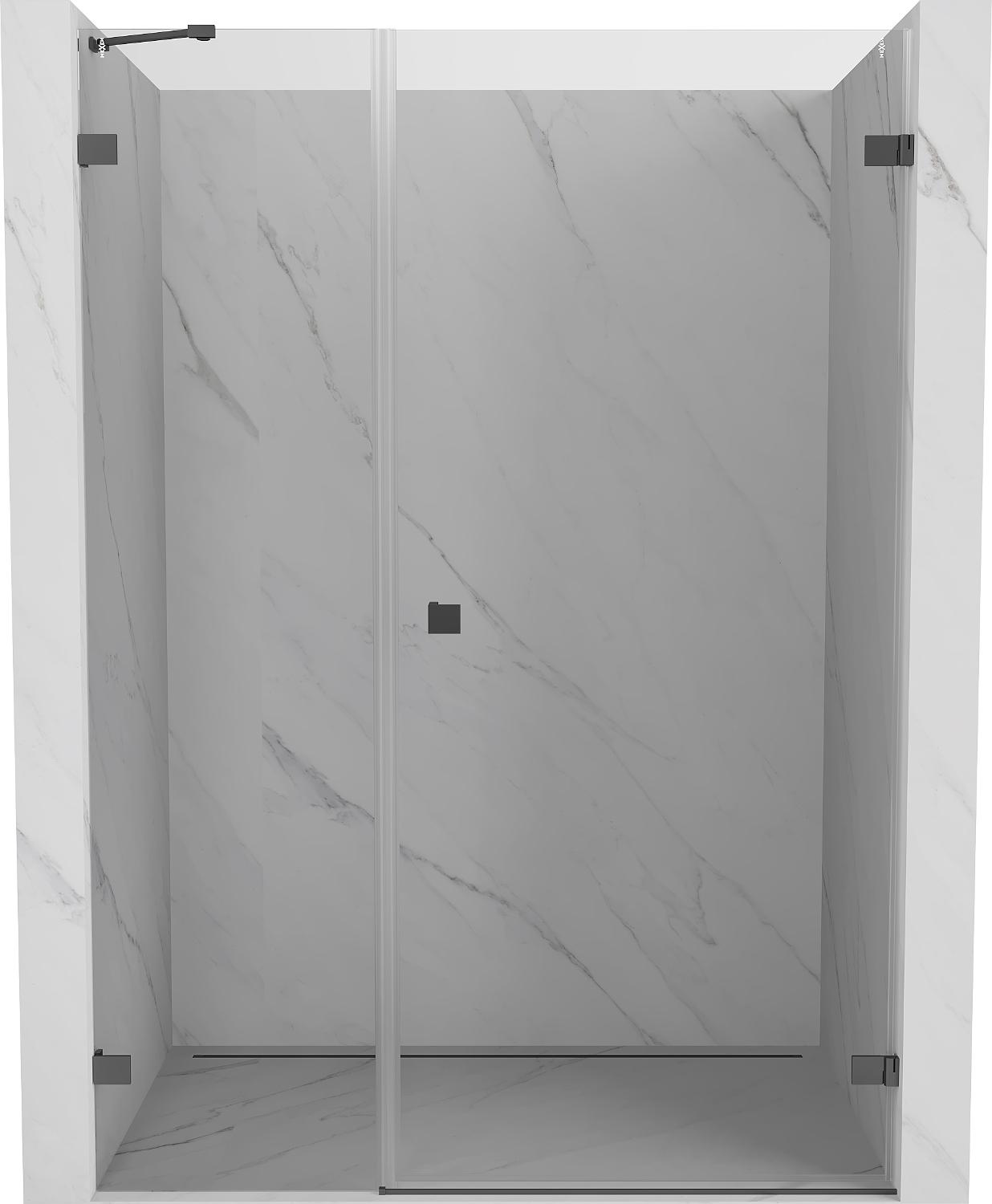 Mexen Lunar-B Duschabtrennung rechte Schwingtür 130 cm, transparent, Gun Metal - 832S-130-050-95-00-P