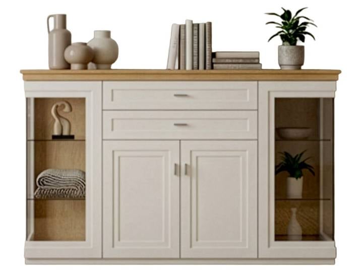 Sideboard KANSAS, Weiß, Holzfurnier