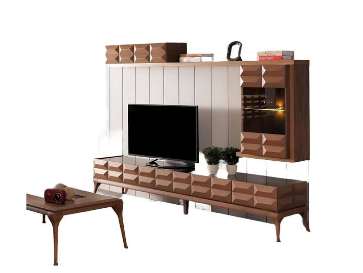 Xlmoebel Sideboard Modernes Hochglanz-Wohnmöbel mit LED-Beleuchtung und Stauraum (Sideboard + Wandschrank, Sideboard + Wandschrank), Hergestellt in Europa
