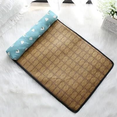 Uplifted Finds Natural Rattan Self Cooling Summer Pet Mat blue Rice Ball s