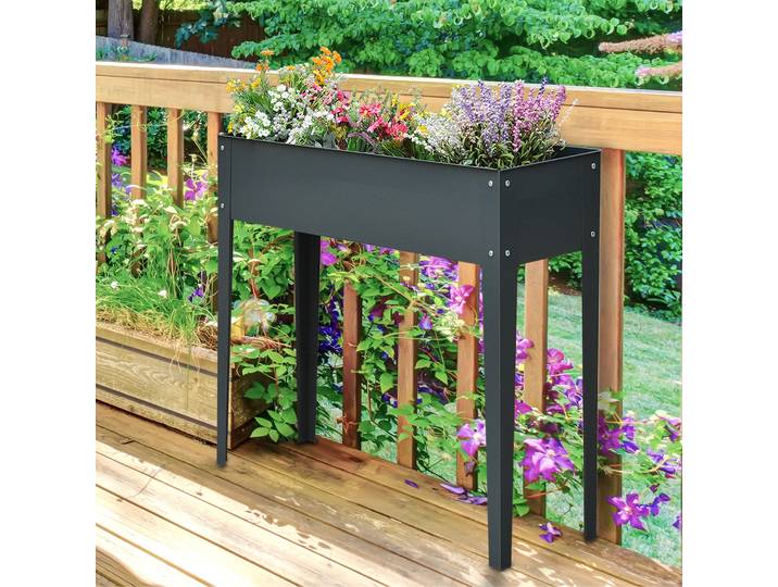 Outsunny Jardinière Surélevée Métal 100x30x80 cm avec Drainage