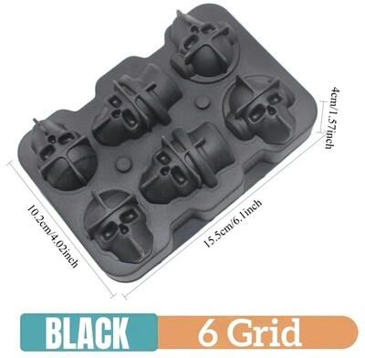 Inspired Living Premium Silicone Ice Cube Mold Spherical Whiskey Ice Mold & Reusable Cocktail Ice Tray 6 Grid Skull