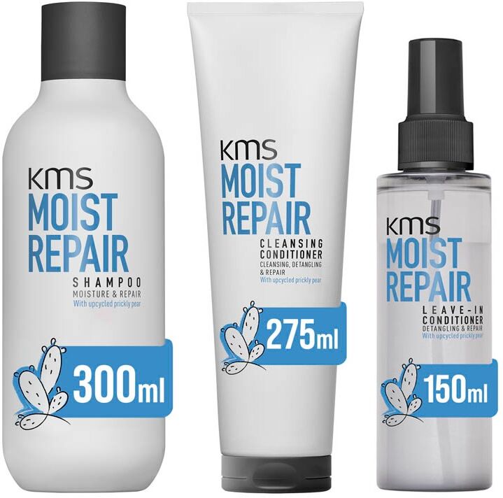 KMS Moist Repair Shampoo 300ml, Cleansing Conditioner 275ml & Leave-In