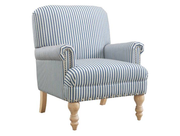 Mid.you Ohrensessel Jaya, Blau, Holz, Metall, 76x89x73 cm, gepolsterte Armlehnen, Wohnzimmer, Sessel, Ohrensessel