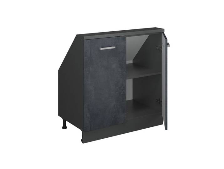 Meuble de rangement sous pente Rion avec 2 portes Béton noir Vicco 56150