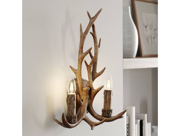 Fibi Wandleuchte Brown - Lindby - Wohnzimmer - Landhaus / Rustikal - Kunststoff - Einflammig