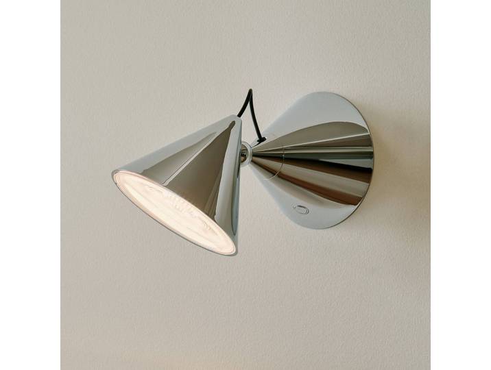 Tom Dixon Wandlampe Pose, dimmbar, chrom / silber, für Wohn- / Esszimmer, Metall, Design, Wandleuchte, Wandlampe Innen