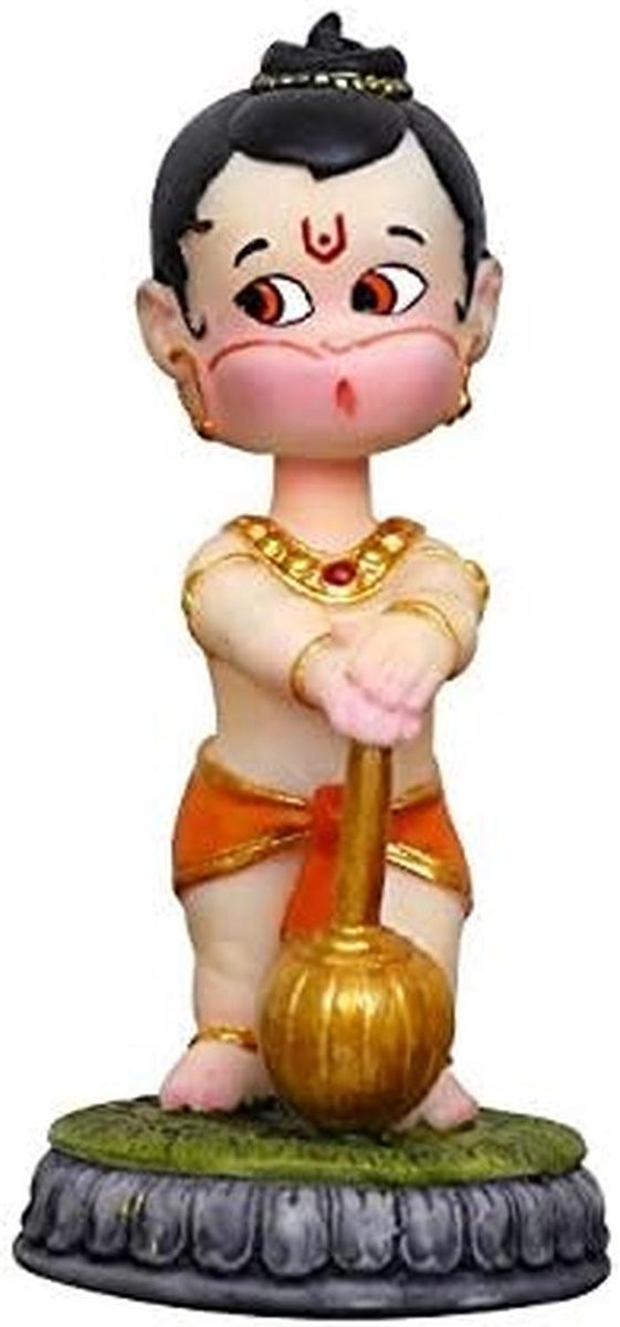 Handgemaakt Hanuman Ji Cartoon Beeldje voor Decoratie van Thuis en Kantoor - Kleurrijk Altaarbeeldje