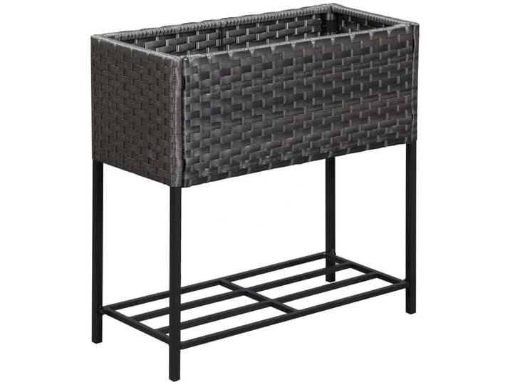 Outsunny Poly Rattan, Hochbeet, Braun, Metall, 30x70x70 cm, Gartenzubehör, Hochbeete