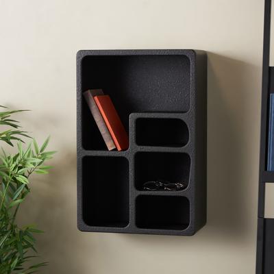 ARCILLA ELEMENTAL Wooden 5 Shelf Geometric Room Wall Shelf with Block Shapes - Black or Cream
