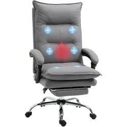 MASSAGE-BÜROSTUHL, Schreibtischstuhl mit Heizfunktion, Liegefunktion, Grau
