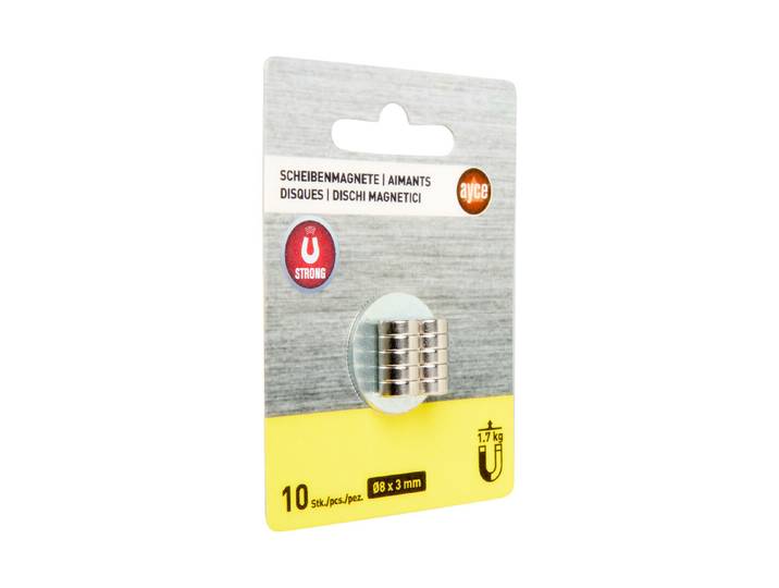 Ayce Scheibenmagnete Stark ⌀ 8 mm 10 Stück