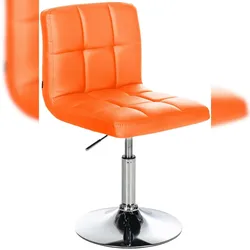 DELUKE Palma Barhocker BANGKO - Kunstleder Orange 44x49x74 cm | Barstuhl Höhenverstellbar Mit Lehne Drehbar Tresenhocker Tresenstuhl Kneipenhocker