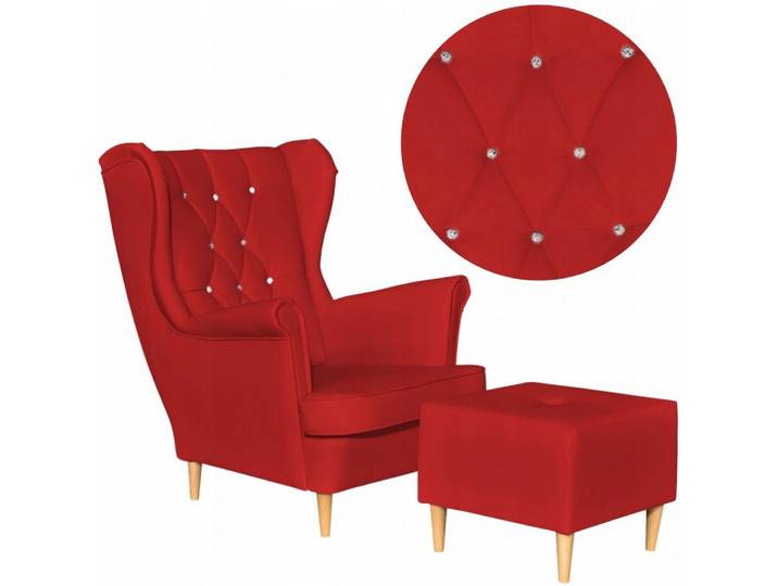 Family Meble Sessel Family Meble Gaja Ohrensessel mit Fußhocker Kunstleder Rot 84x92x104 c