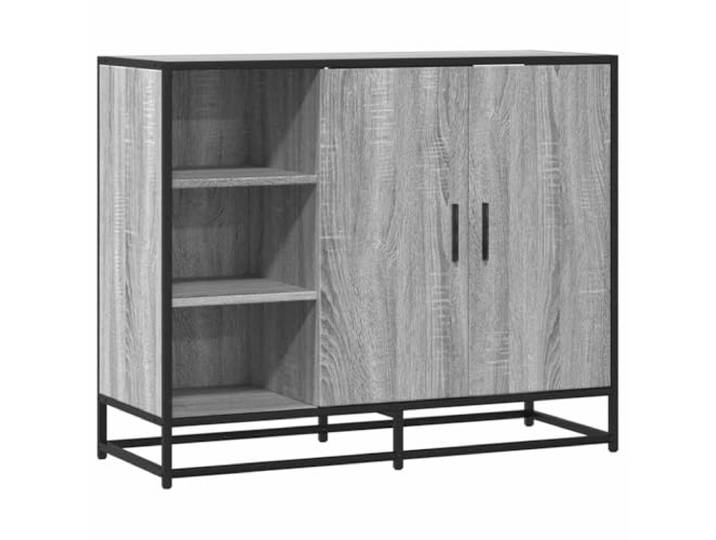 KGHFDVB Sideboard Grau Sonoma 92x35x76 cm Holzwerkstoff Mit 2 Türen, Metallgestell, Stauraumschrank für Wohnzimmer, Esszimmer