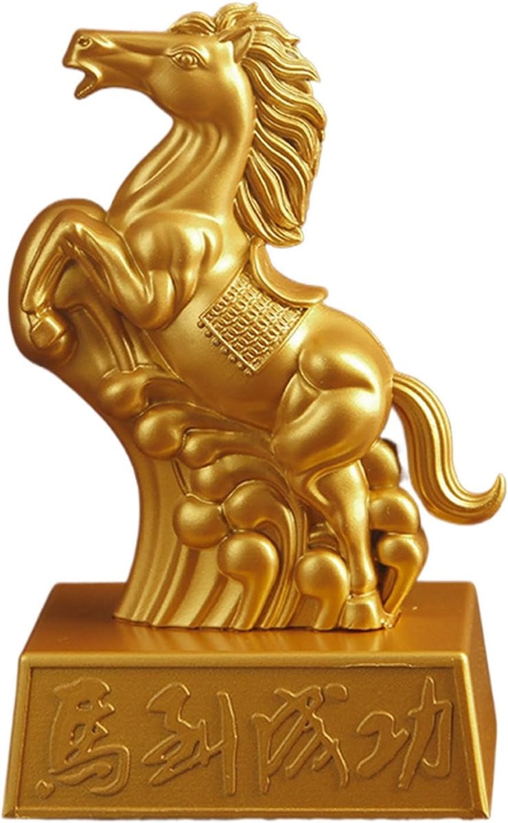 Bronskleurig paard sculptuur van metaal, Hoogte: 12,5 cm