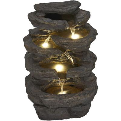 ACQUAARTE Gartenbrunnen "Wasserfall Wasserspiel MIRAS", transparent (natürlich), Wasserspiele, Komplettset mit LED-Beleuchtung, Pumpe und Anschlussmaterial
