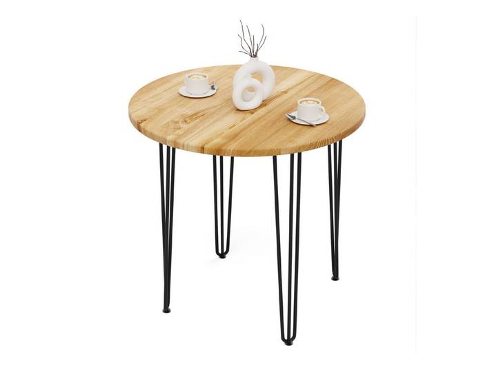 LAMO Manufaktur Esstisch Tisch rund 80 cm Stärke: 28mm, Farbe: Rustikal, Beine: Schwarz (1 Tisch), Holztisch rund, Esstisch für 2 Personen Runder Tisch für Küche