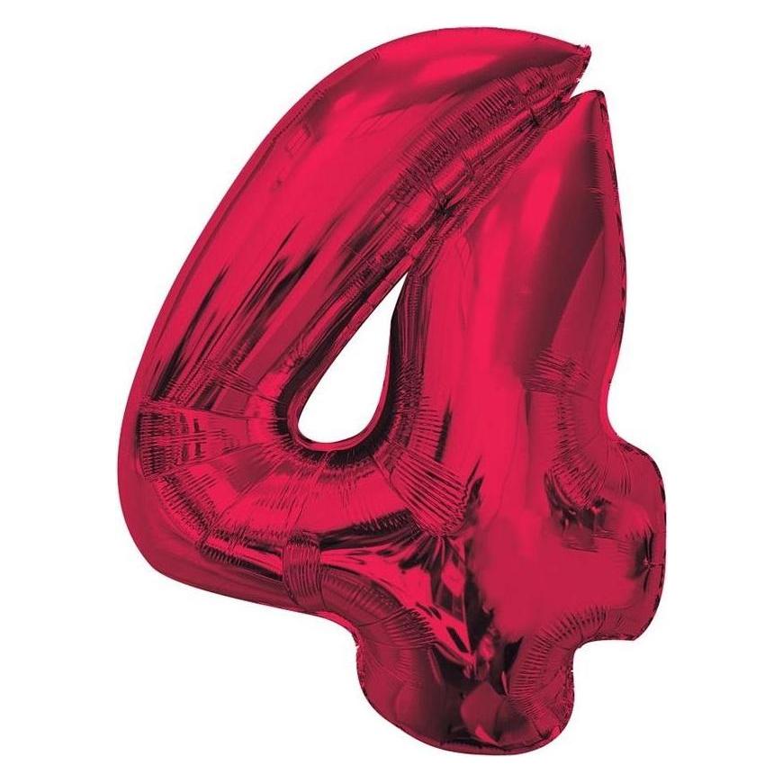 GoDan Folienballon Nummer 4 rot Smart 92cm (1x) (48602514)