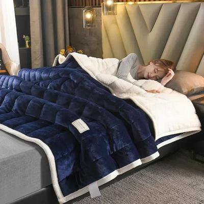 Uplifted Goods Luxury Flannel Fleece Blanket With Lambs Wool Lining f 47x79 In