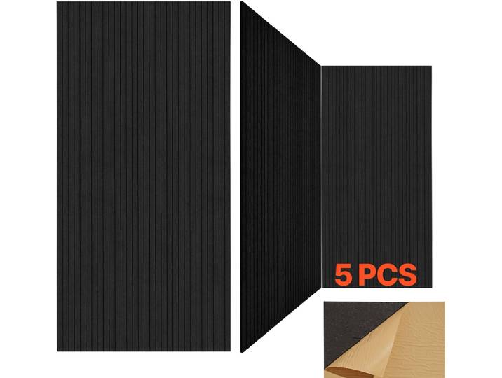 VEVOR 5x Akoestische Panelen Akoestische Wandpanelen 1200x600x10mm Zelfklevend Zwart
